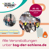 Werbeplakat für die Veranstaltungen unter www.tag-der-schiene.de beim Tag der Schiene vom 20. bis 22. September 2024.